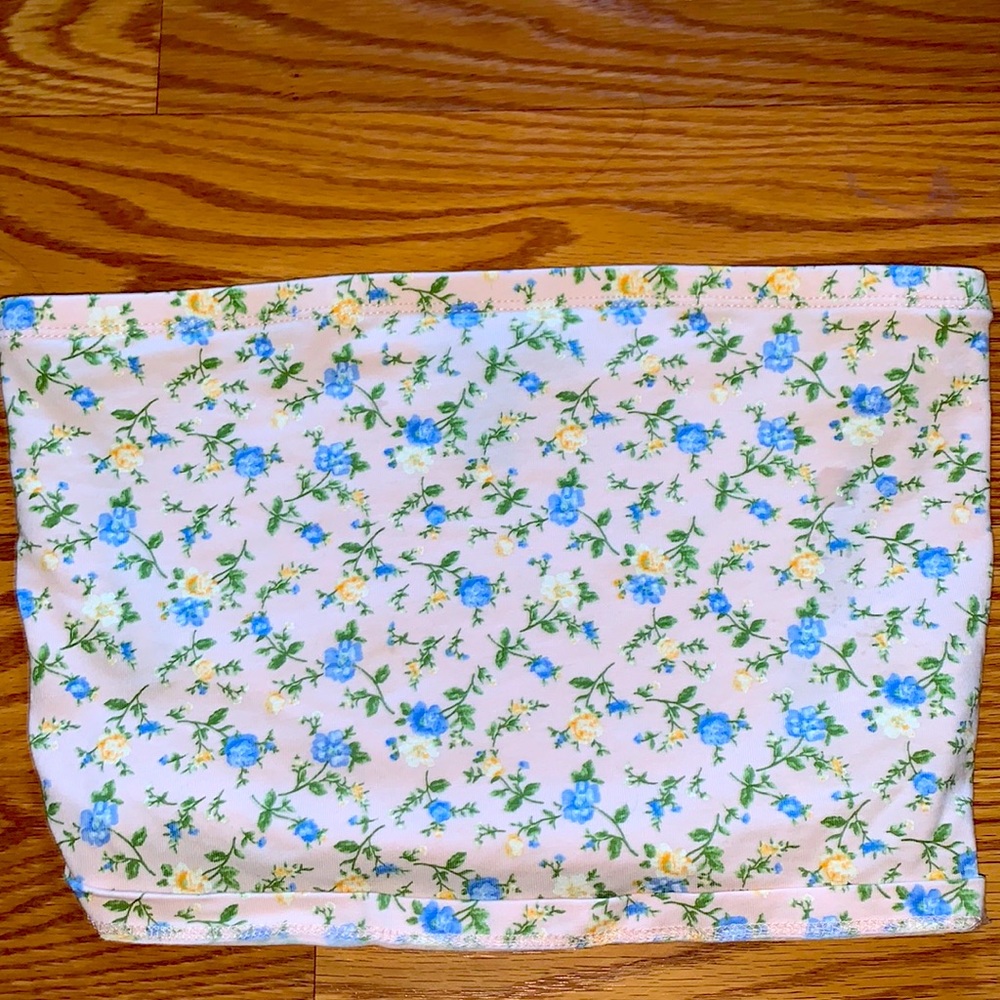 Baby Pink floral Bandeau/ crop top.